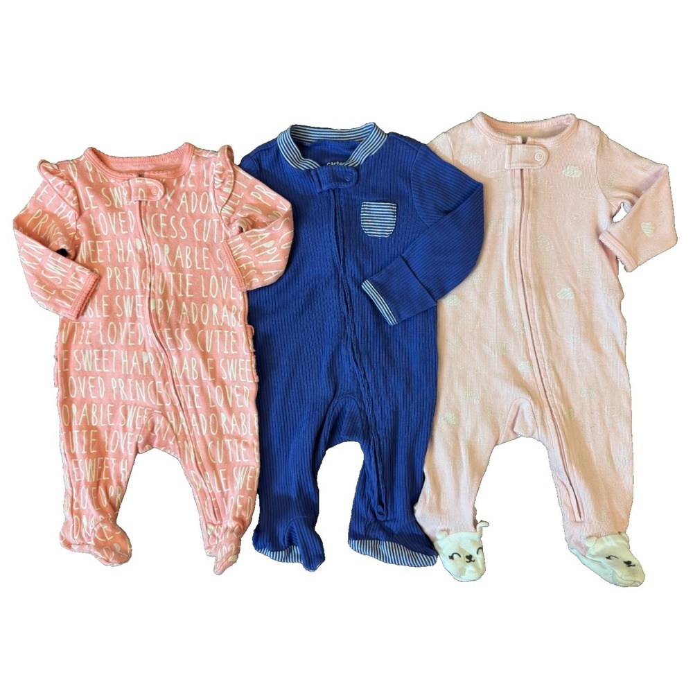 Carters Sleepers Girl 3 Months Lot Rompers Outfits Sleep N Plays Bundle Ruffle